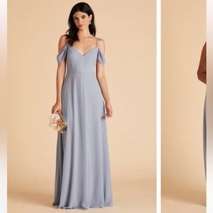 Birdy Grey Devin Convertible Dress with Slit in chiffon Dusty Blue